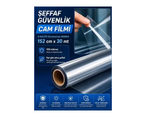 ŞEFAF GÜVENLİK CAM FİLMİ 152X30MT